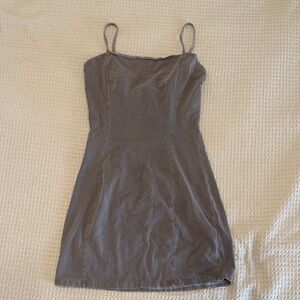 RVCA Slip Mini Dress in Charcoal Gray